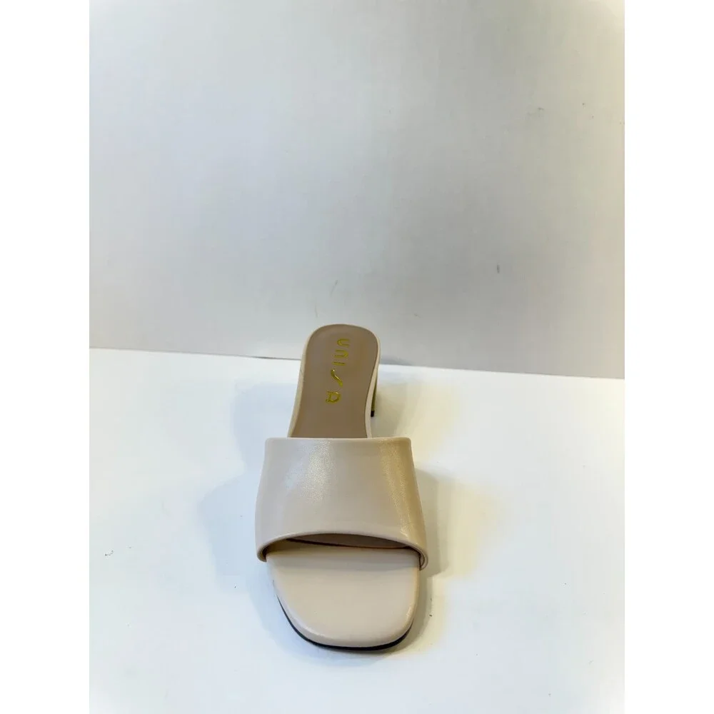 Unisa Womens Block Heels Ivory Leather US 7.5